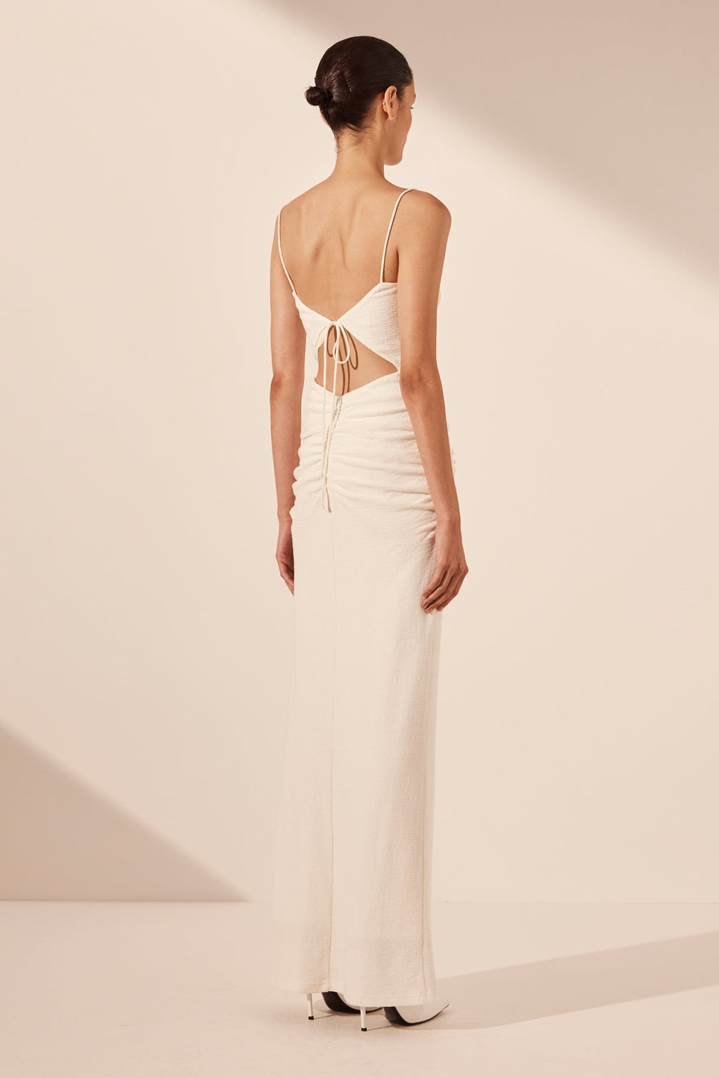 BEAU SLEEVELESS DRAWSTRING MAXI DRESS - IVORY