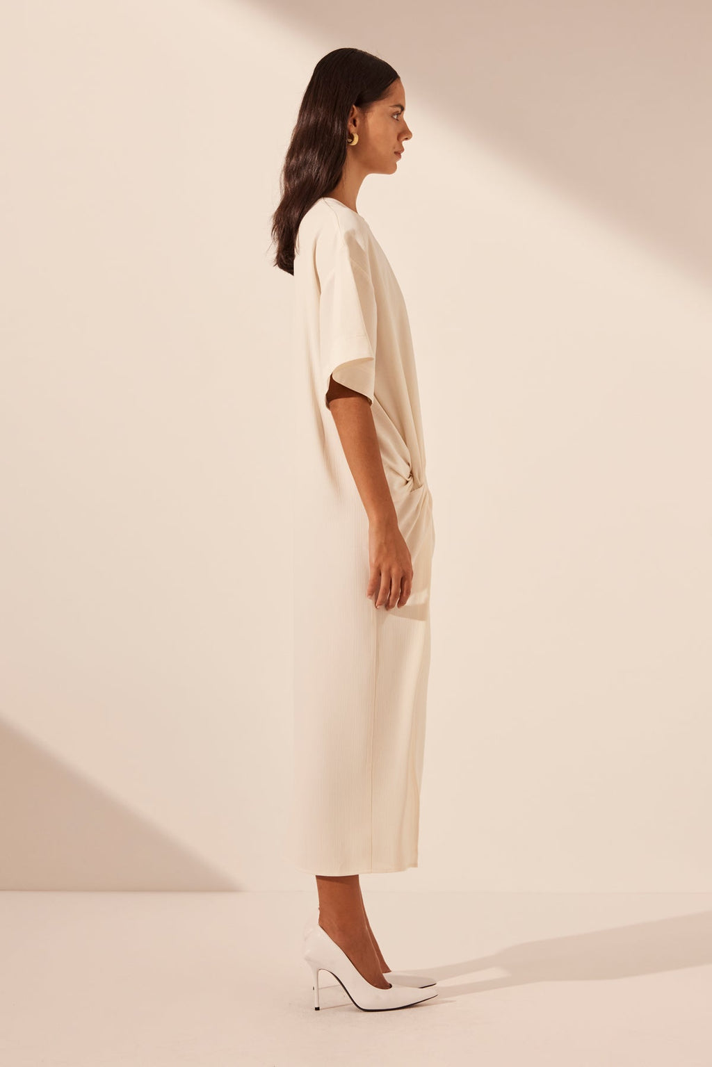 ILIAD T SHIRT MIDI DRESS - RICE