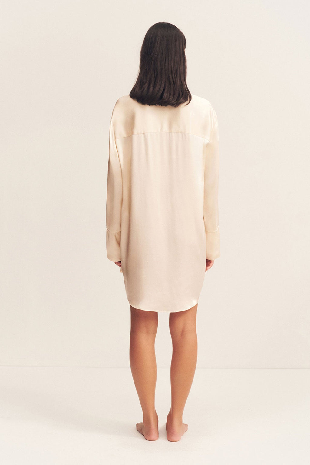 LA LUNE LOUNGE SHIRT DRESS - CREAM