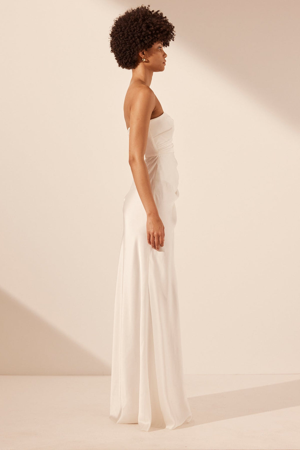 LA LUNE CUMULUS SILK STRAPLESS CORSET GOWN - IVORY