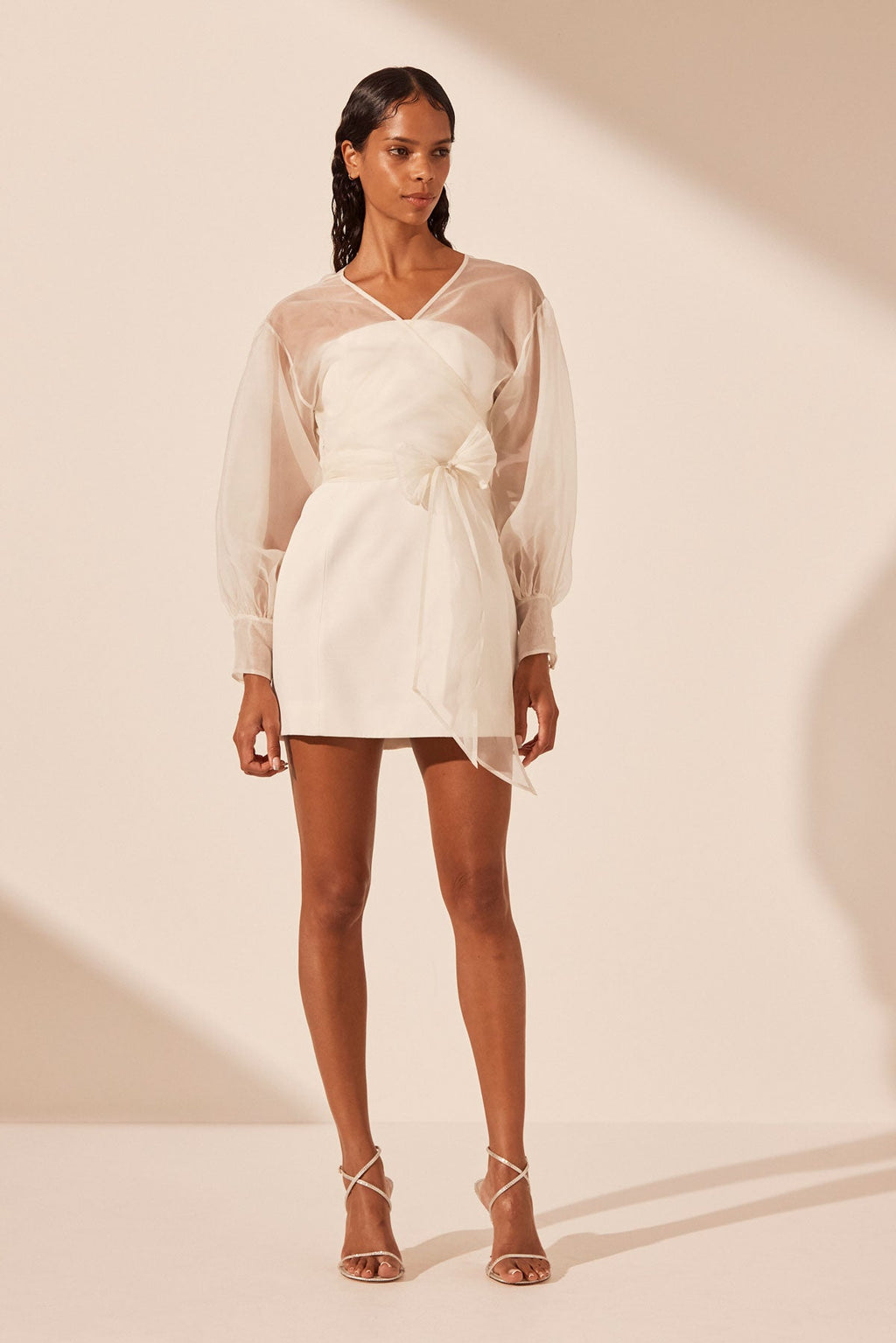 LA LUNE LIA SILK WRAP CROP BLOUSE - IVORY