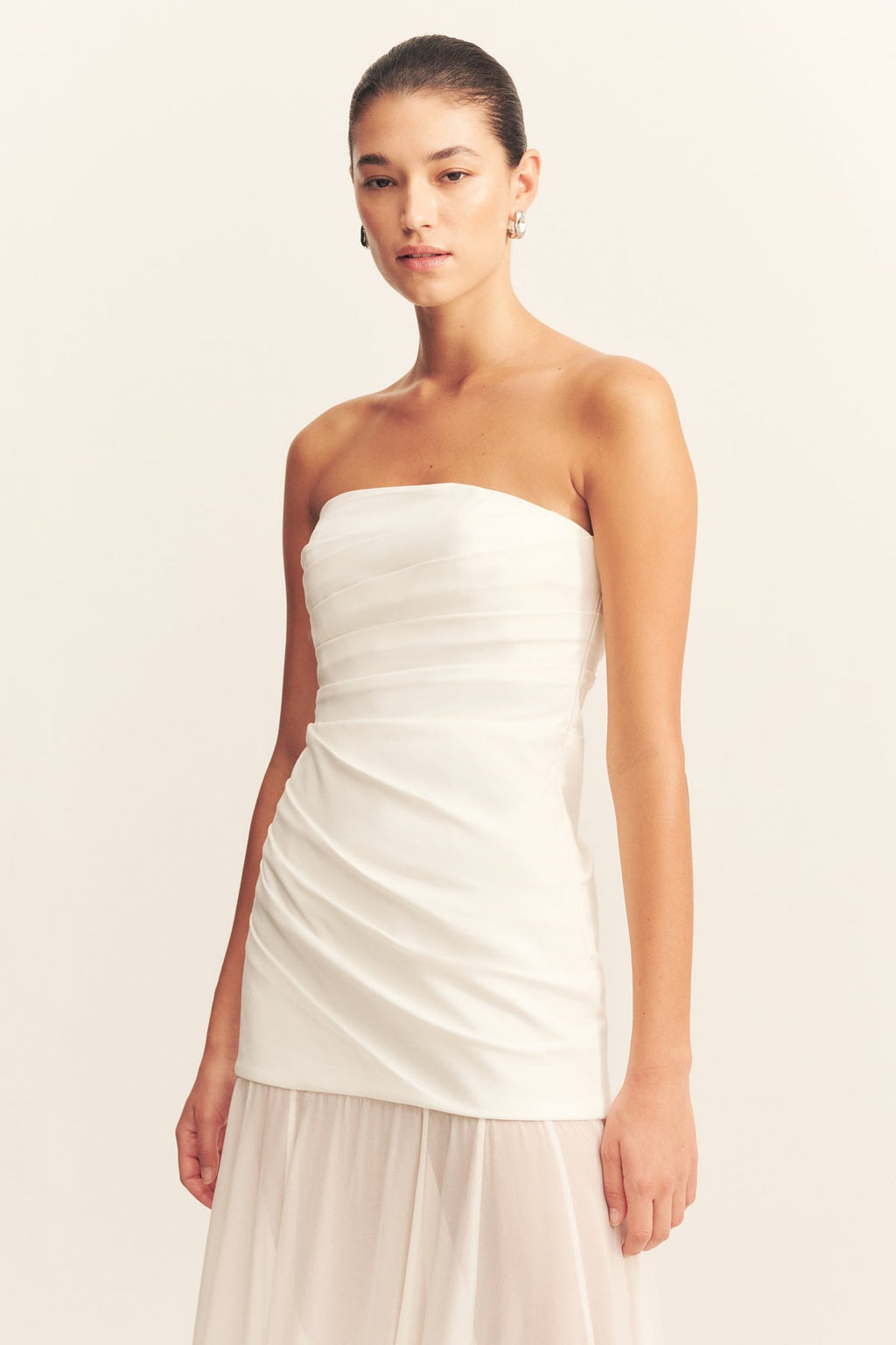 LUNAR STRAPLESS DRAPED MAXI DRESS