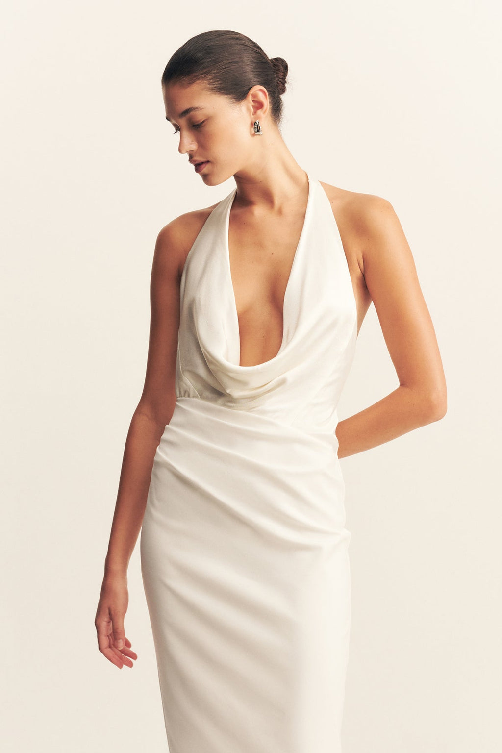LUMINA CONTRAST COWL NECK MAXI DRESS