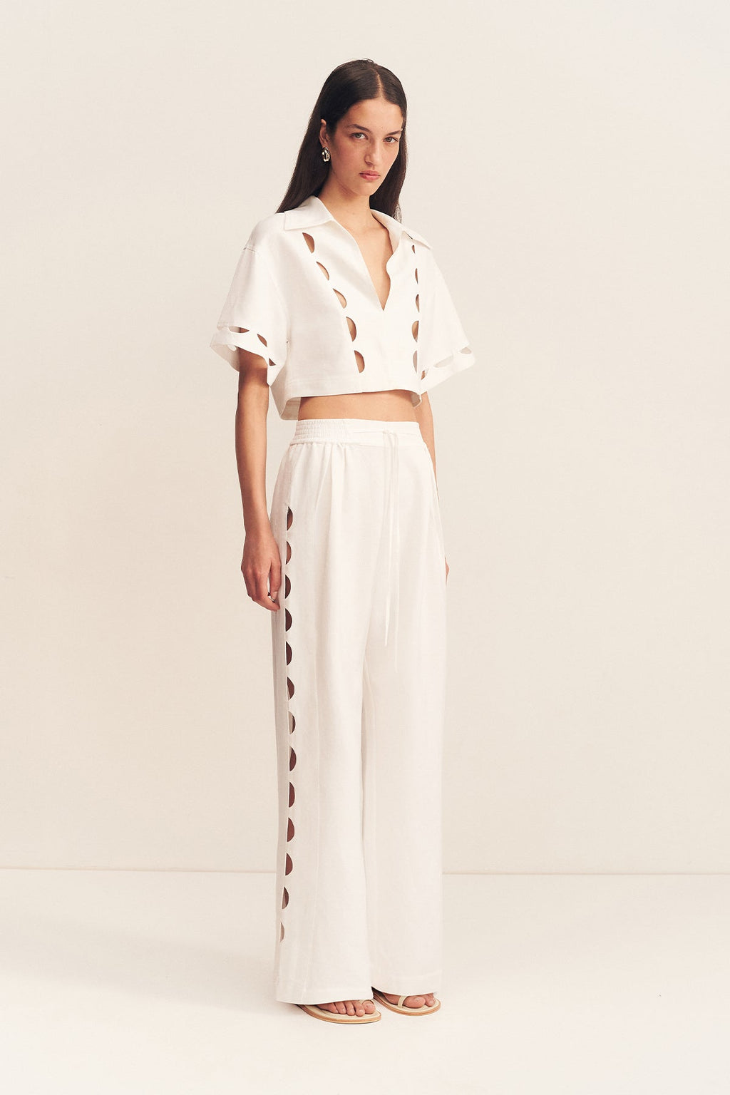 BIRDIE SCALLOP PANT - IVORY