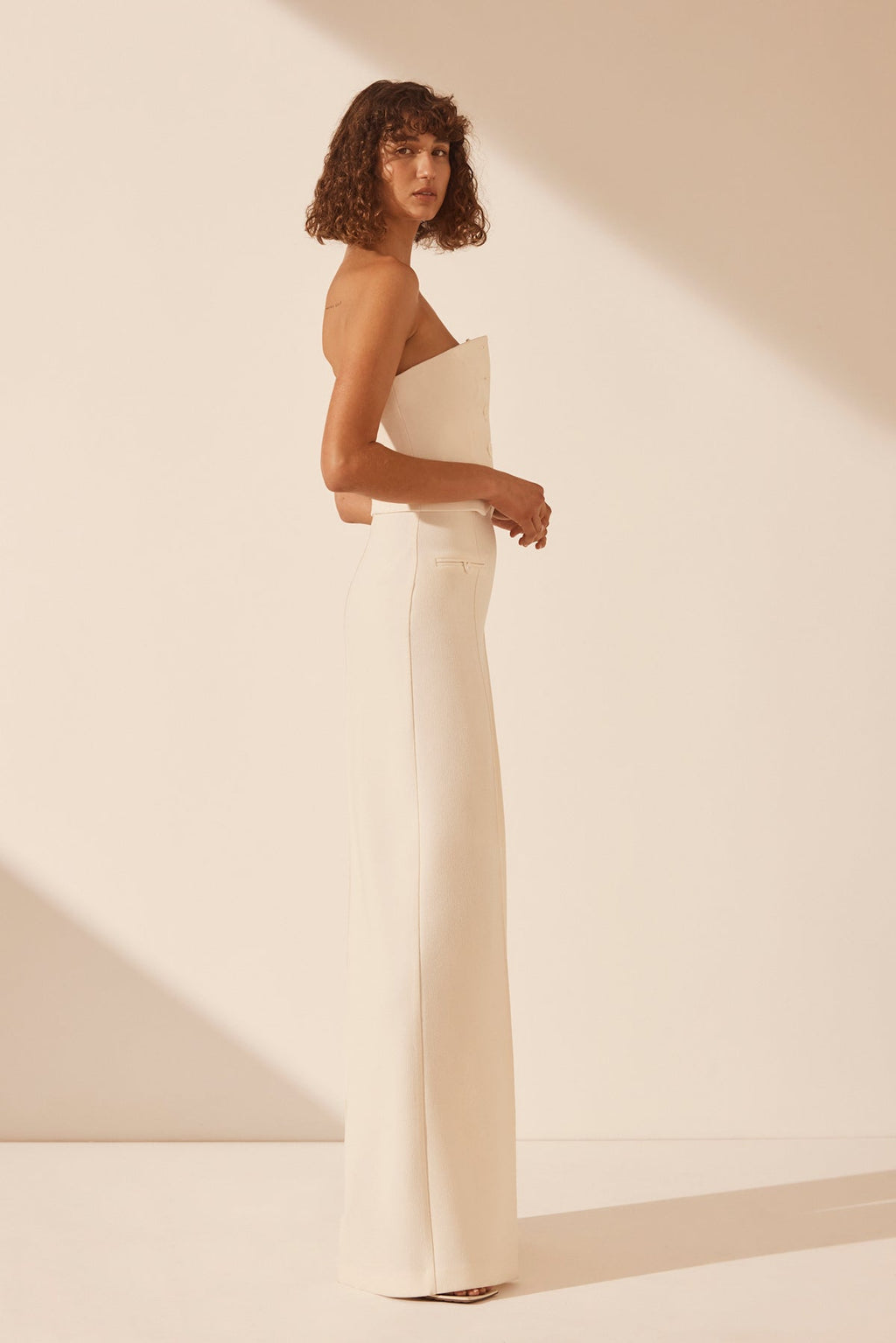 AMURA HIGH WAISTED WIDE LEG PANT - CREAM