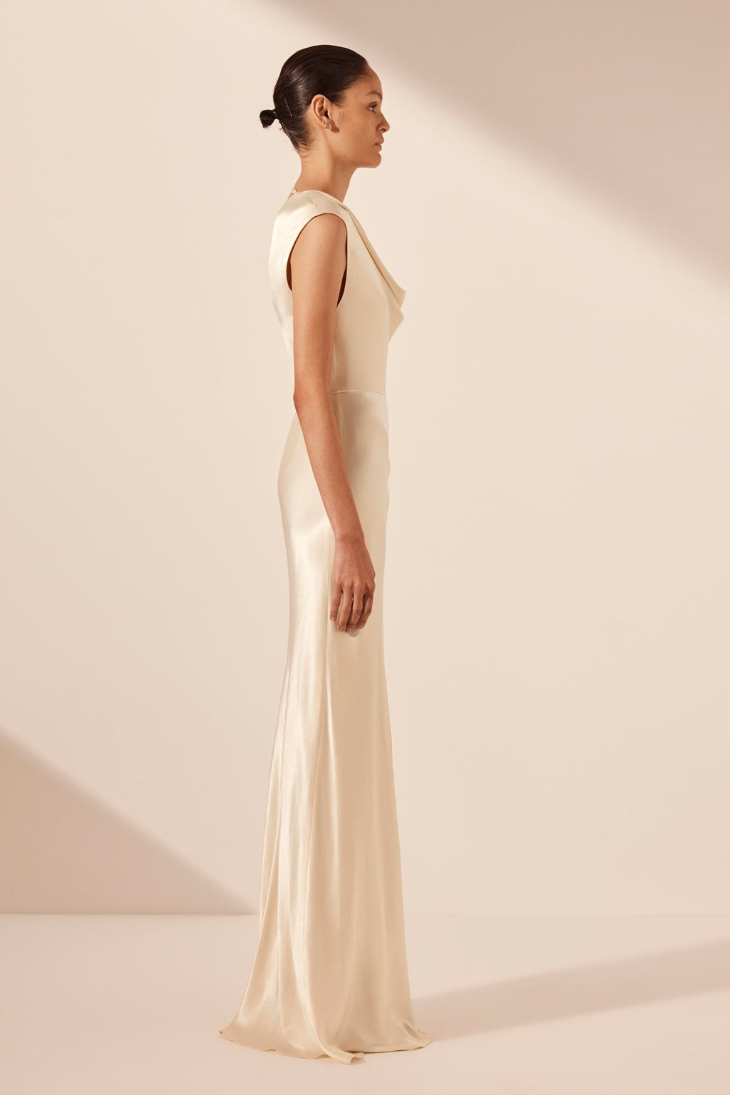 LA LUNE DRAPED MAXI DRESS - CREAM