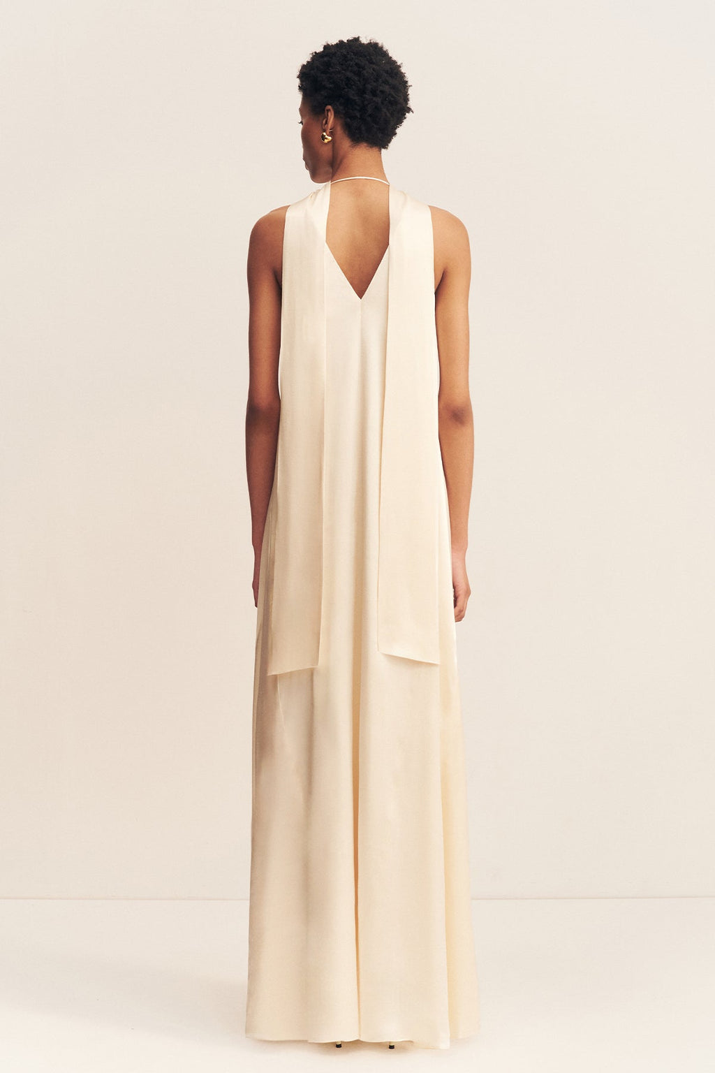 LA LUNE SCARF PANELLED MAXI DRESS - CREAM