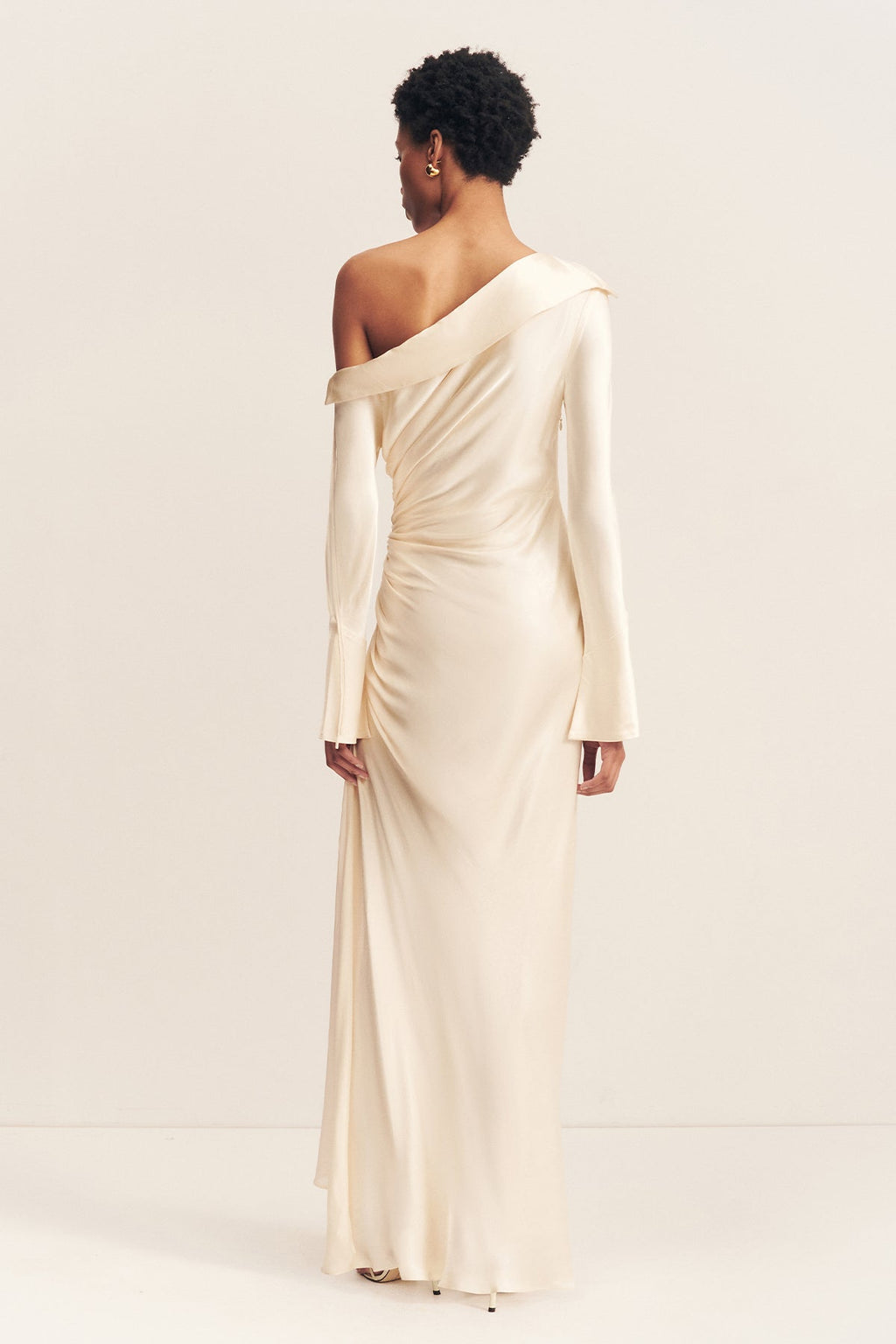LA LUNE LONG SLEEVE GATHERED MAXI DRESS - CREAM