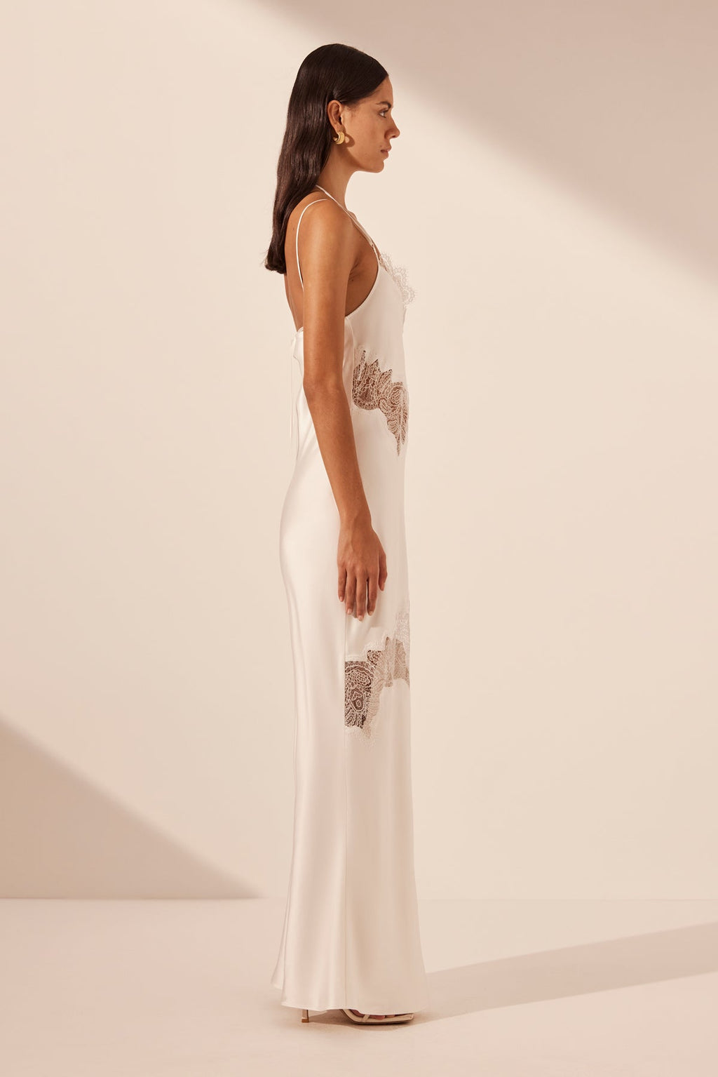 STRATUS LACE PANELLED MAXI DRESS - IVORY