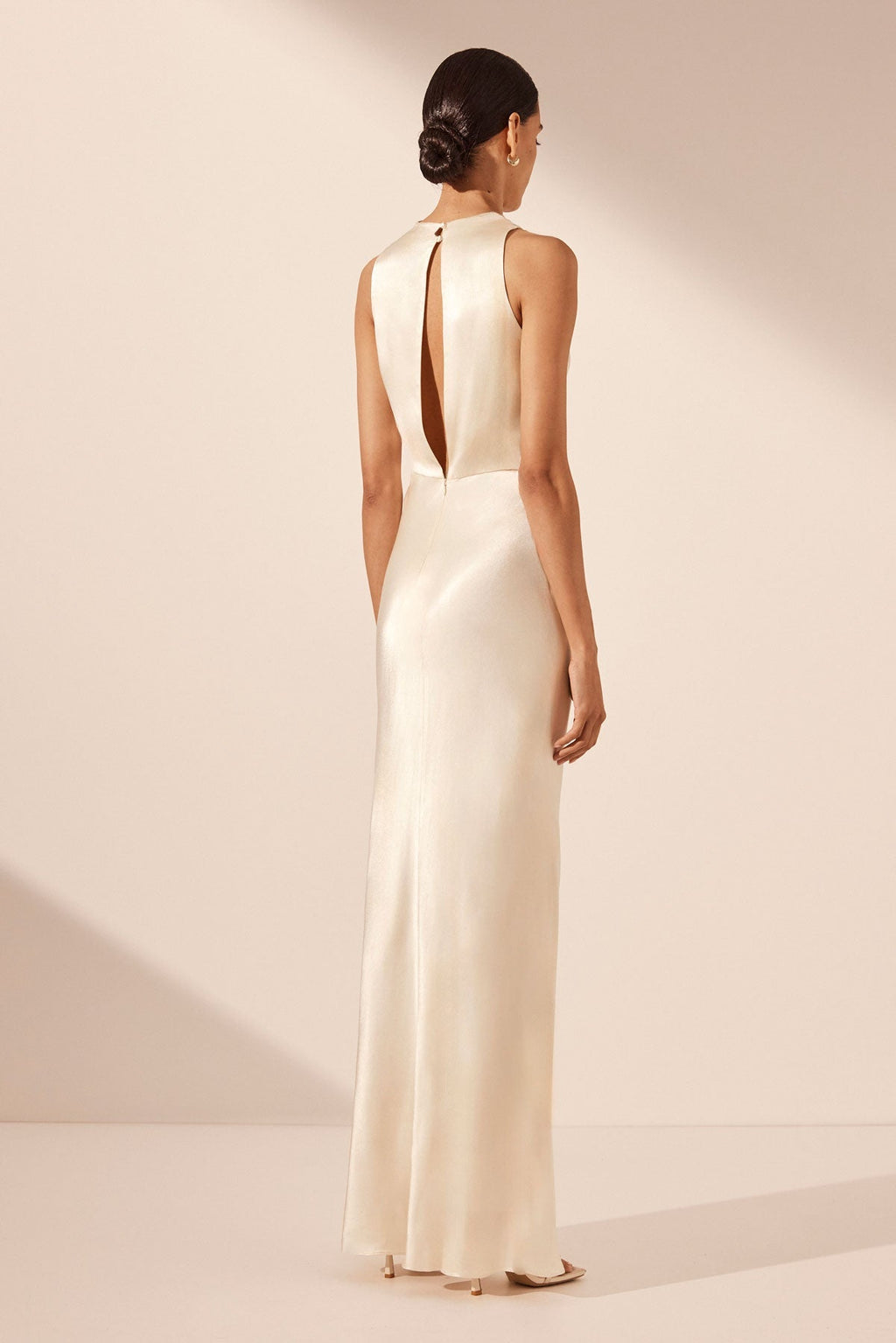 LA LUNE HIGH NECK MAXI DRESS - CREAM