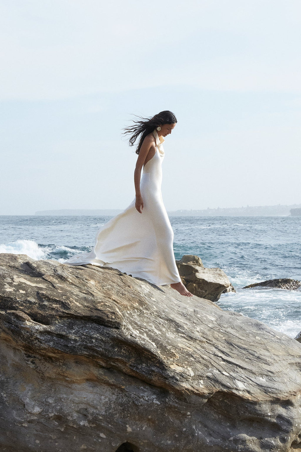 LA LUNE HIGH COWL OPEN BACK GOWN - CREAM