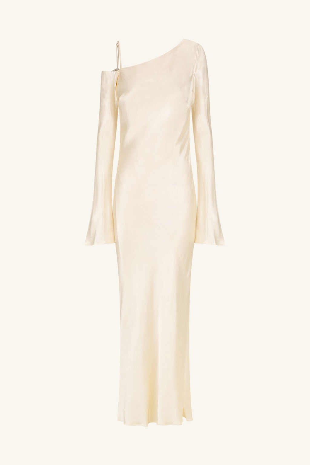 LA LUNE ASYMMETRICAL LONG SLEEVE MAXI DRESS - CREAM