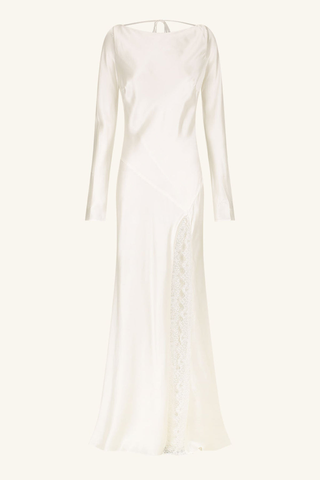 LA LUNE CUMULUS SILK BACKLESS LACE SPLIT MAXI DRESS - IVORY