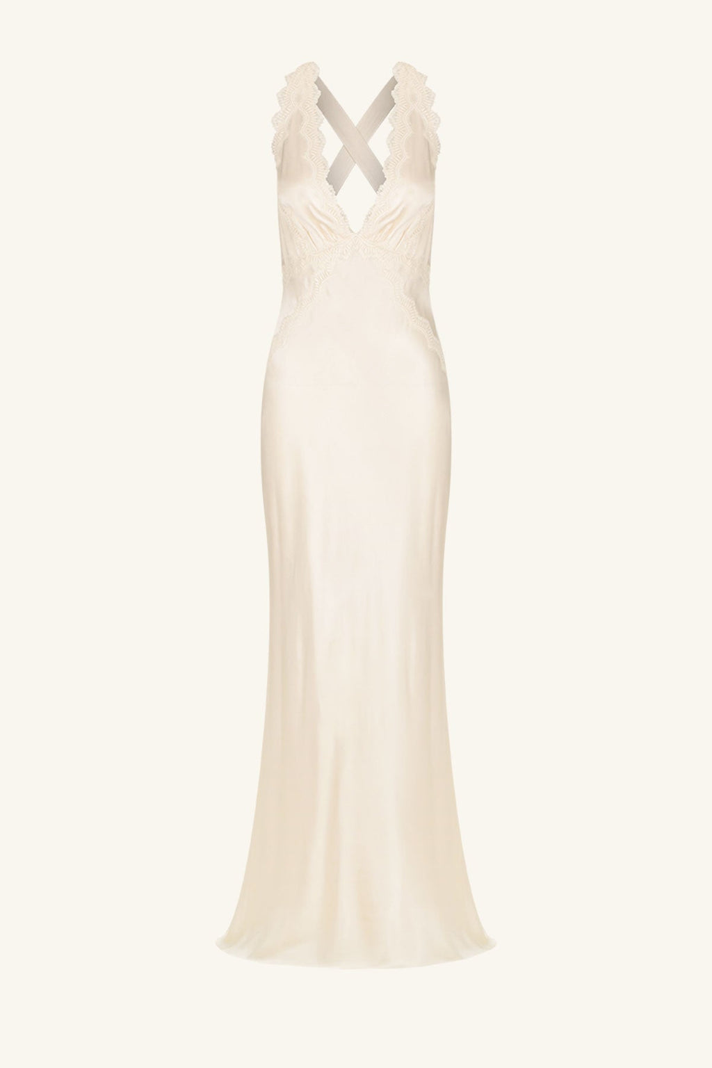 LA LUNE LACE CROSS BACK MAXI DRESS - CREAM
