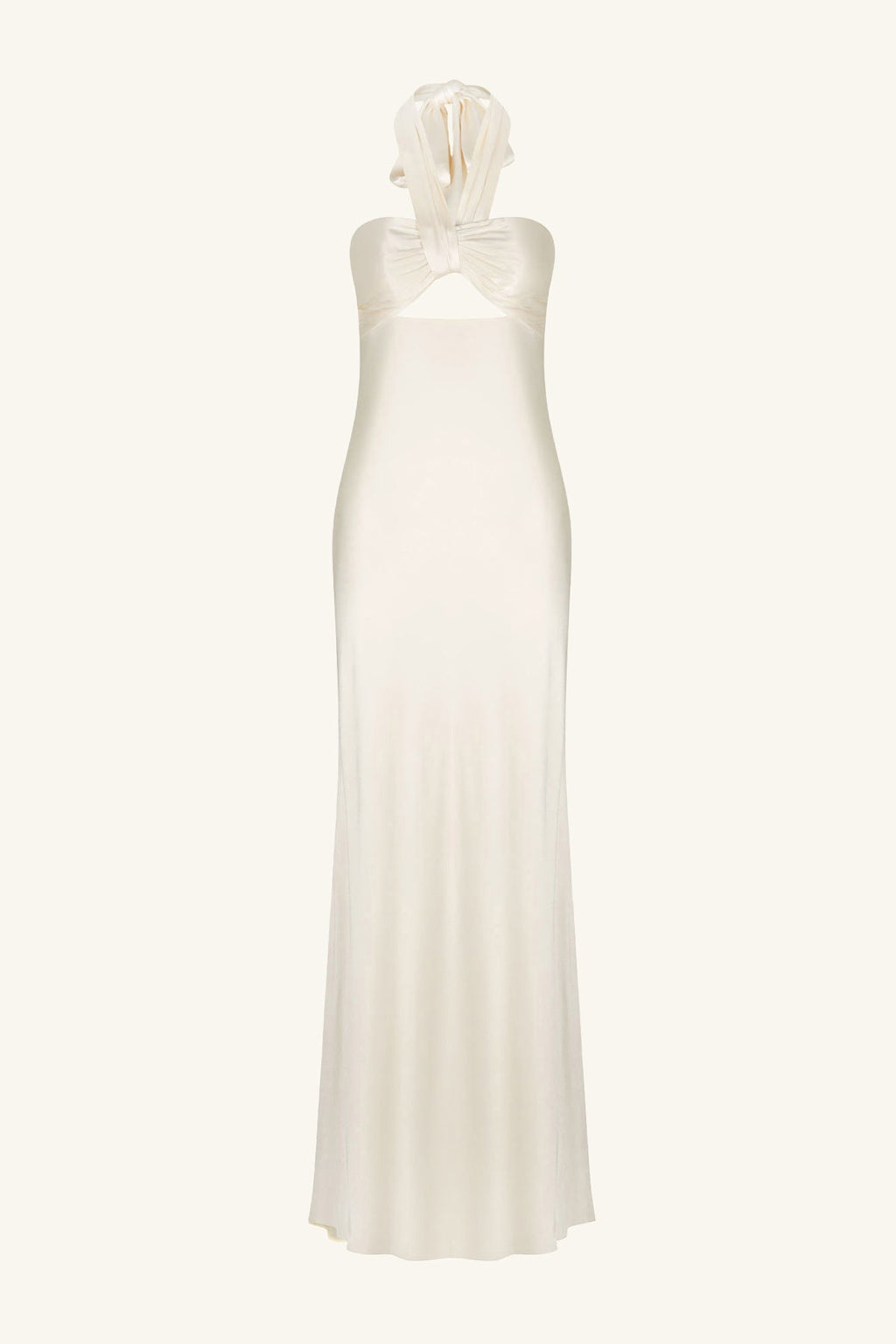 LA LUNE RUCHED HALTER MAXI DRESS - CREAM