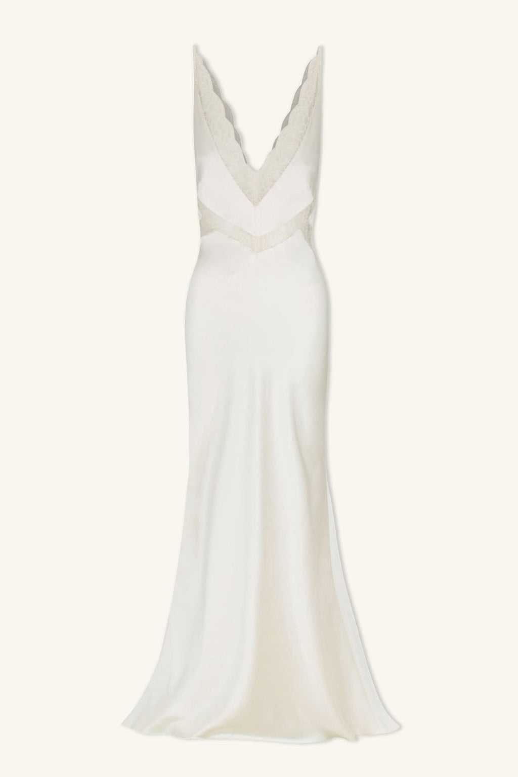 LA LUNE CUMULUS SILK PLUNGED LACE GOWN - IVORY
