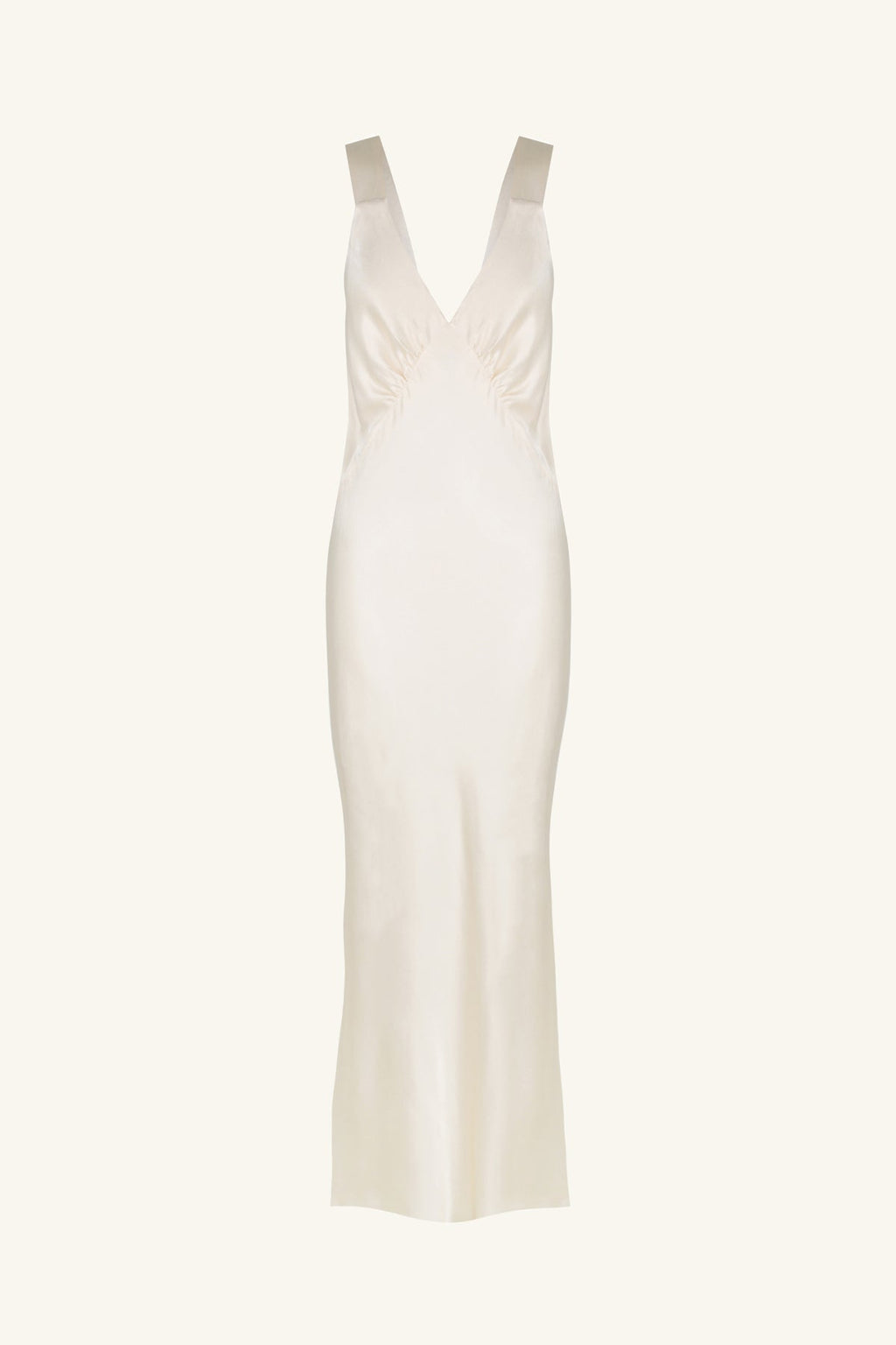 LA LUNE PLUNGED MIDI DRESS - CREAM