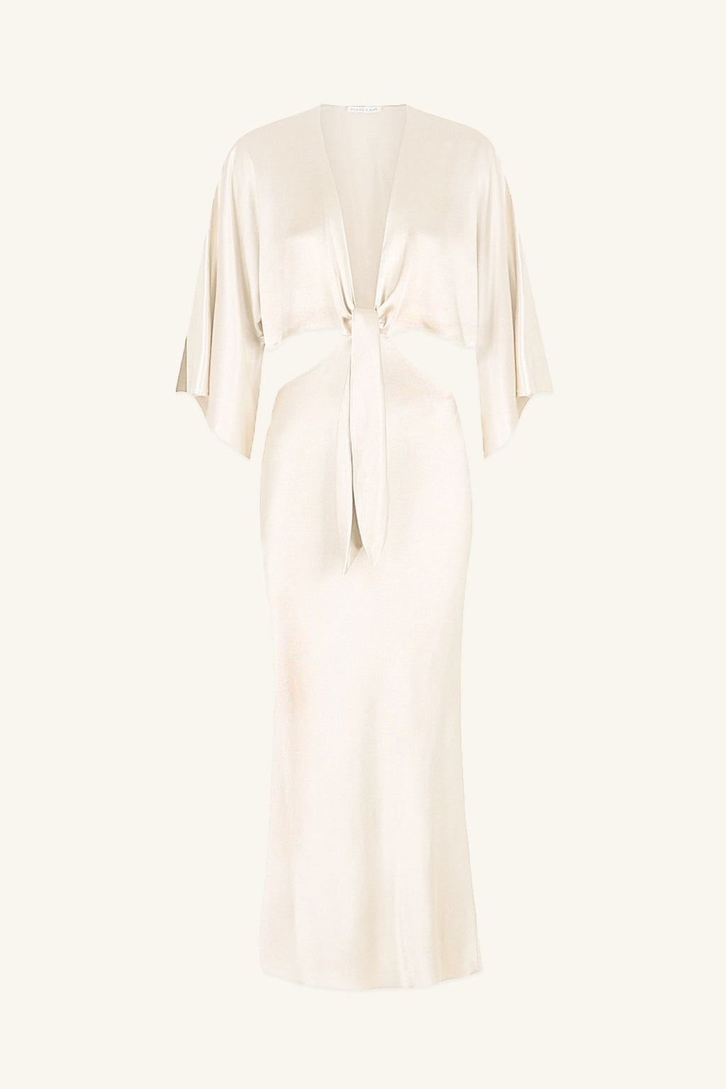 LA LUNE TIE FRONT BIAS MIDI DRESS - CREAM