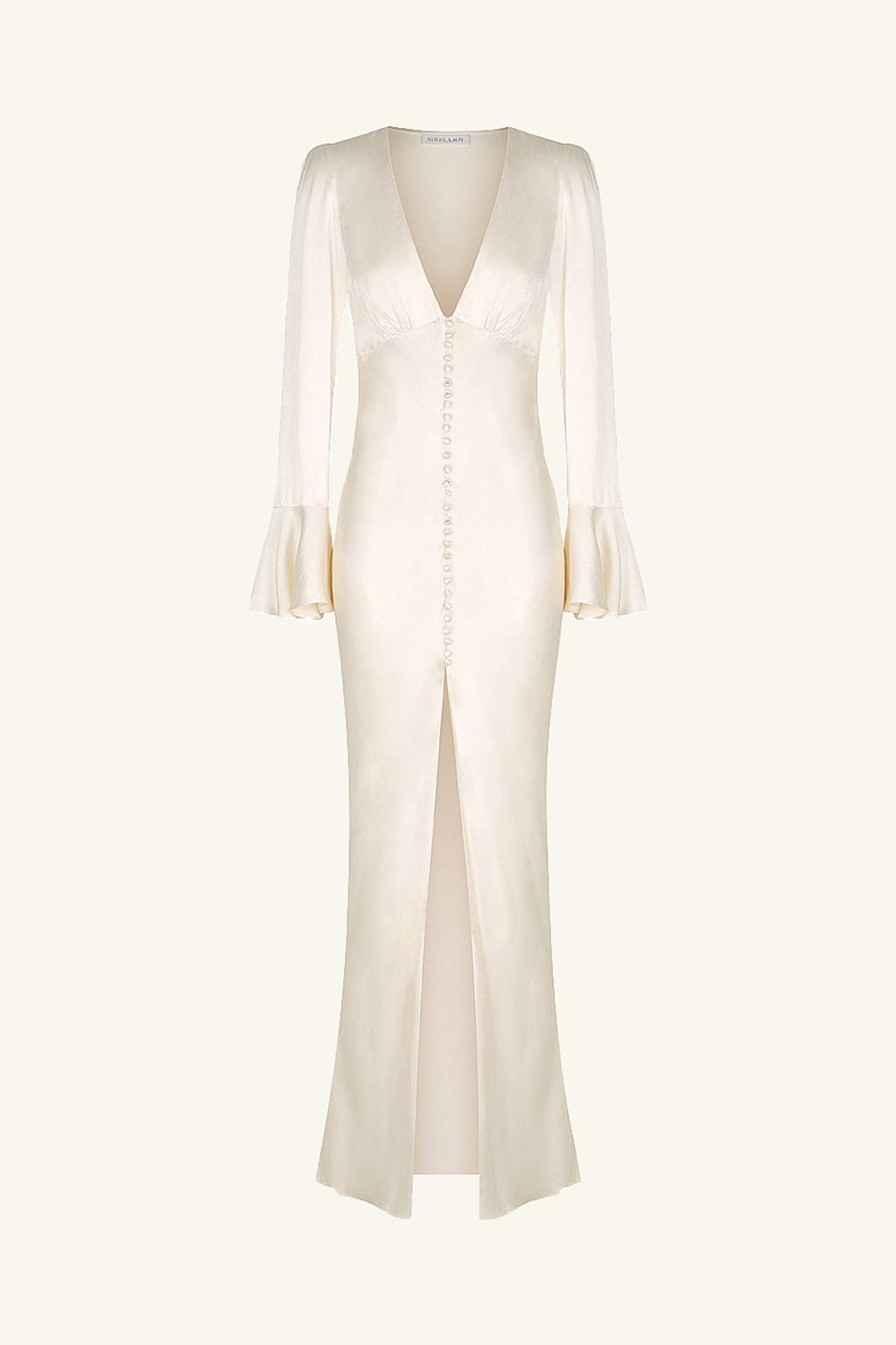 LA LUNE FRILL CUFF BIAS MIDI DRESS - CREAM