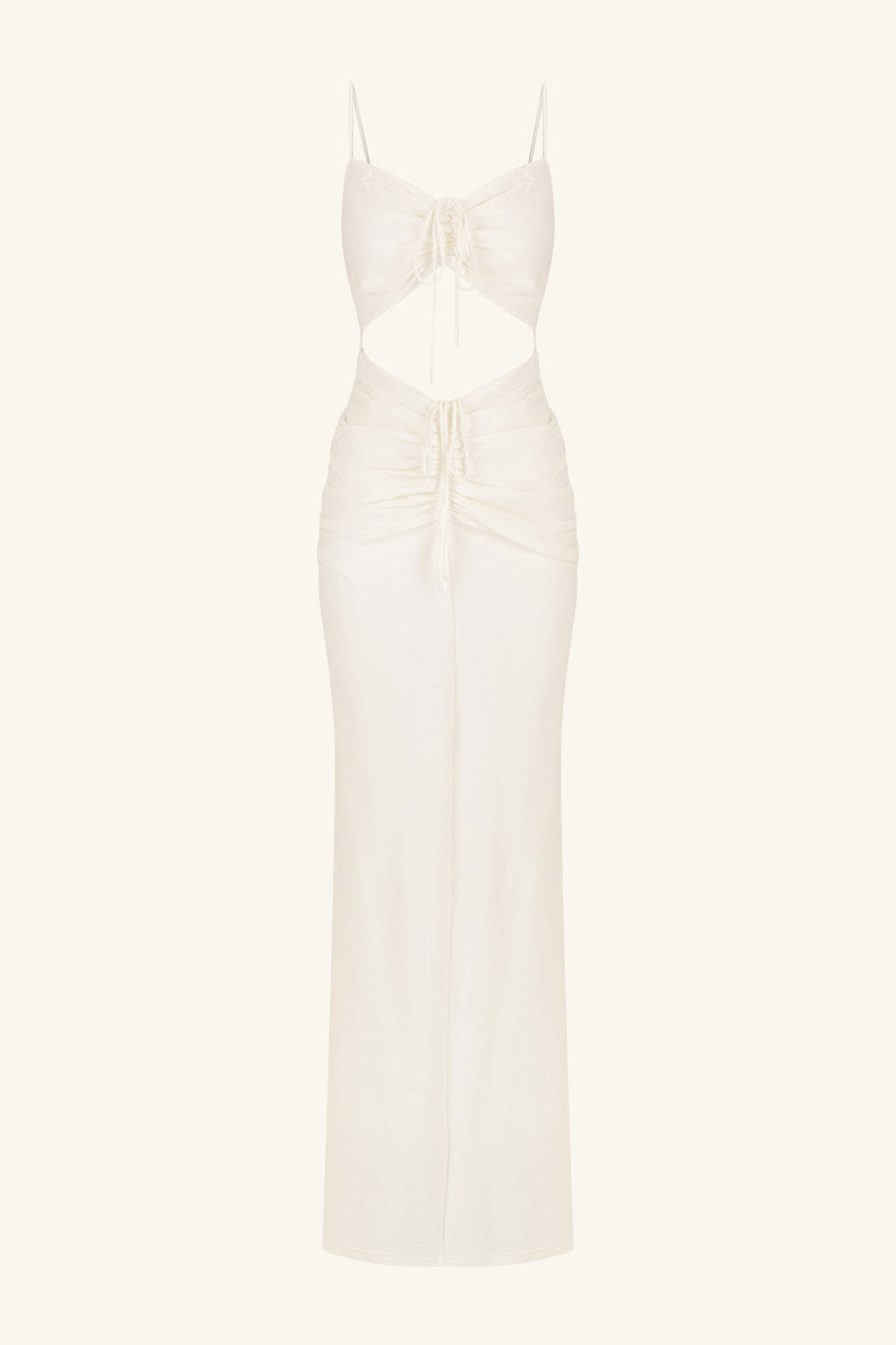BEAU SLEEVELESS DRAWSTRING MAXI DRESS - IVORY