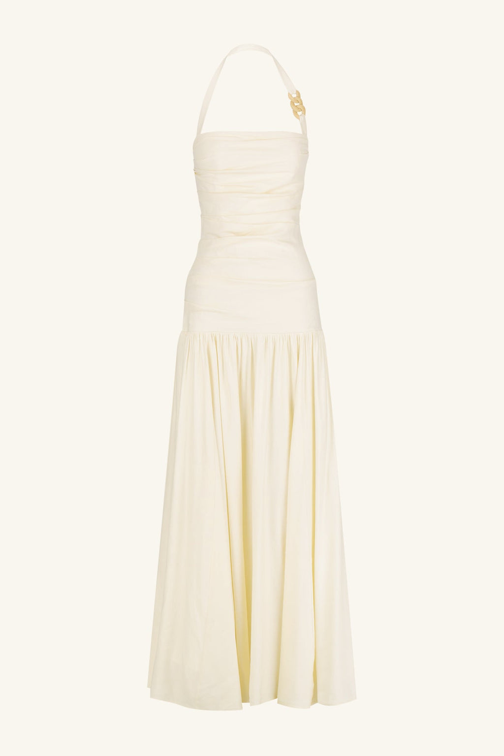 HADLEY DRAPED HALTER NECK MAXI DRESS - CHALK