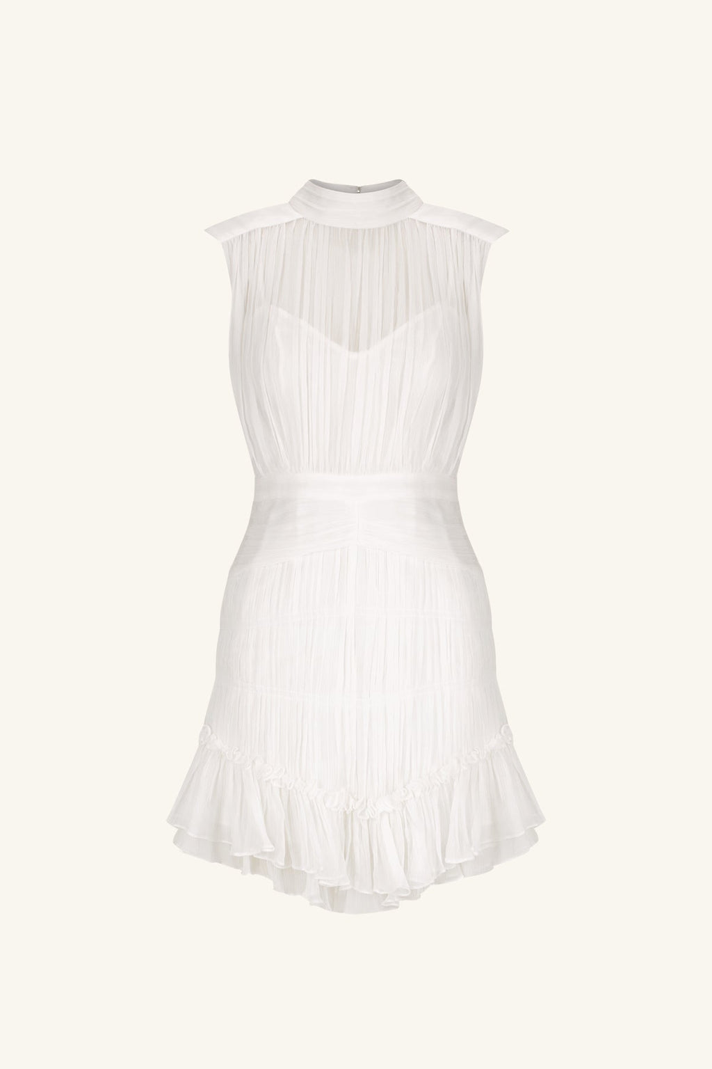 CLEMENCE SLEEVELESS RUCHED MINI DRESS - IVORY