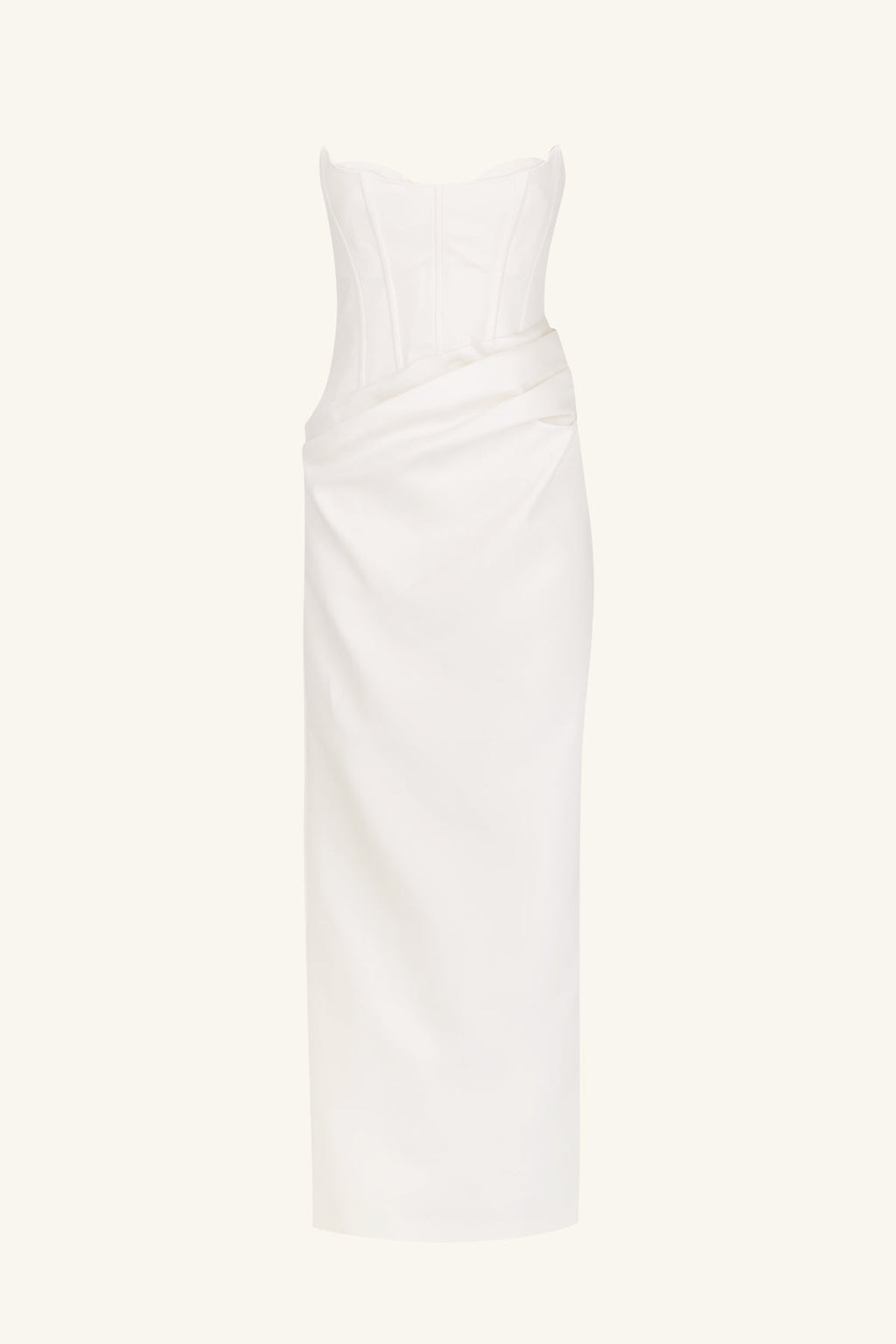 OAKLEY STRAPLESS DRAPED MAXI DRESS - IVORY