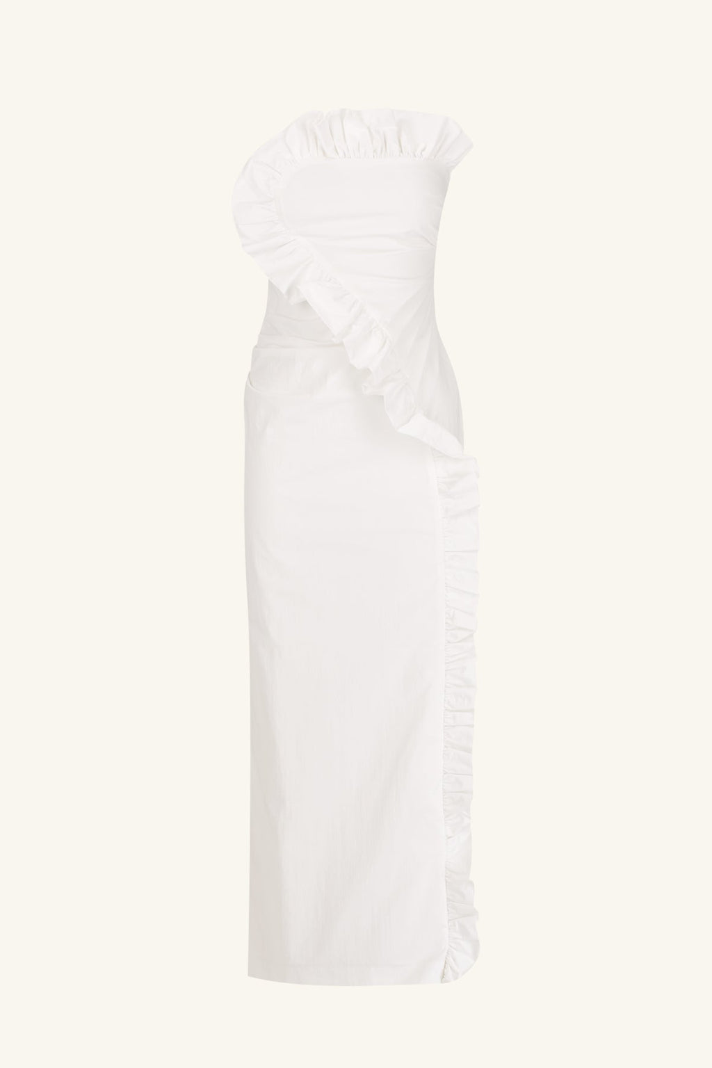 CAMPBELL RUFFLE MIDI DRESS - WHITE